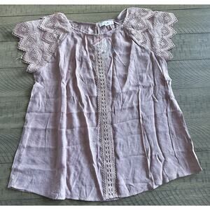 Pink Blush Rust Lace Blouse Shirt Size Medium NEW With Tags